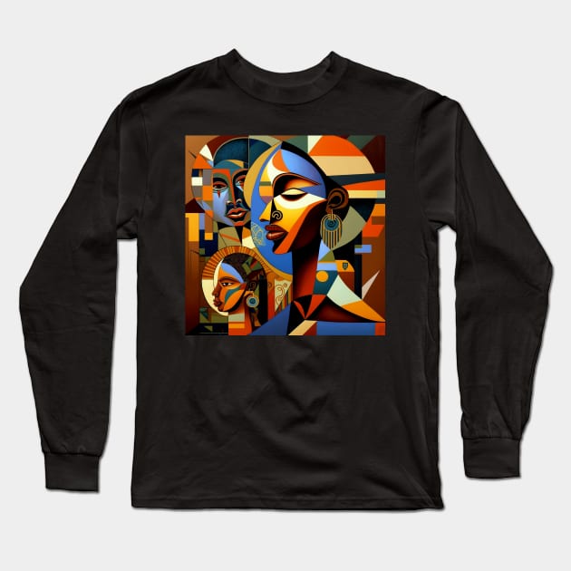 African Print Design Long Sleeve T-Shirt by Buff Geeks Art